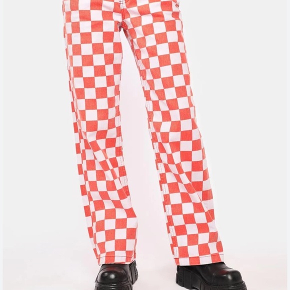 The Ragged Priest Rook Orange Checkered Jeans Size 28 great condition - Picture 3 of 10